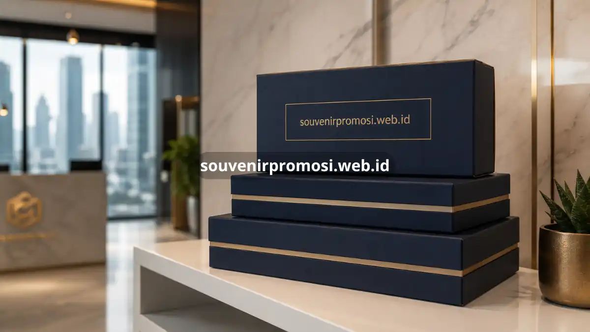 Polished office reception with gift boxes