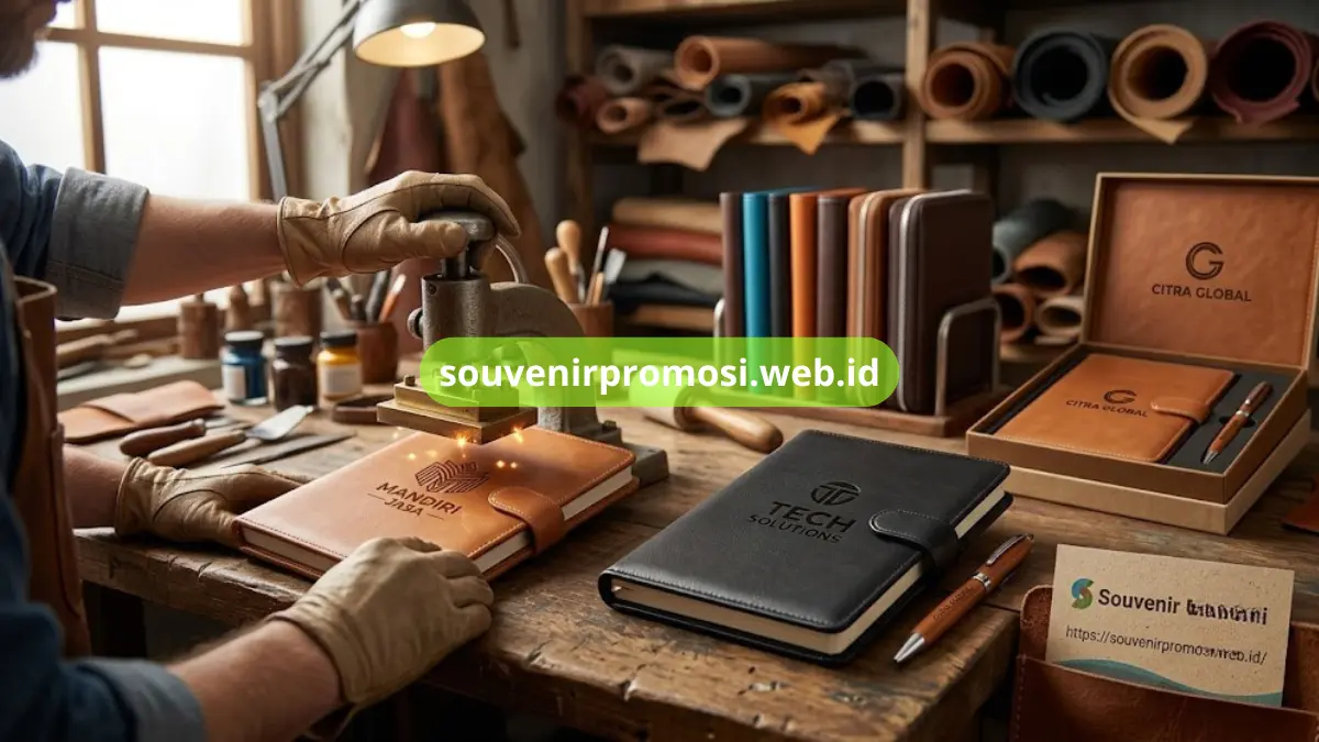 Proses Produksi Hot Stamp Logo pada Agenda Kulit Souvenir Promosi
