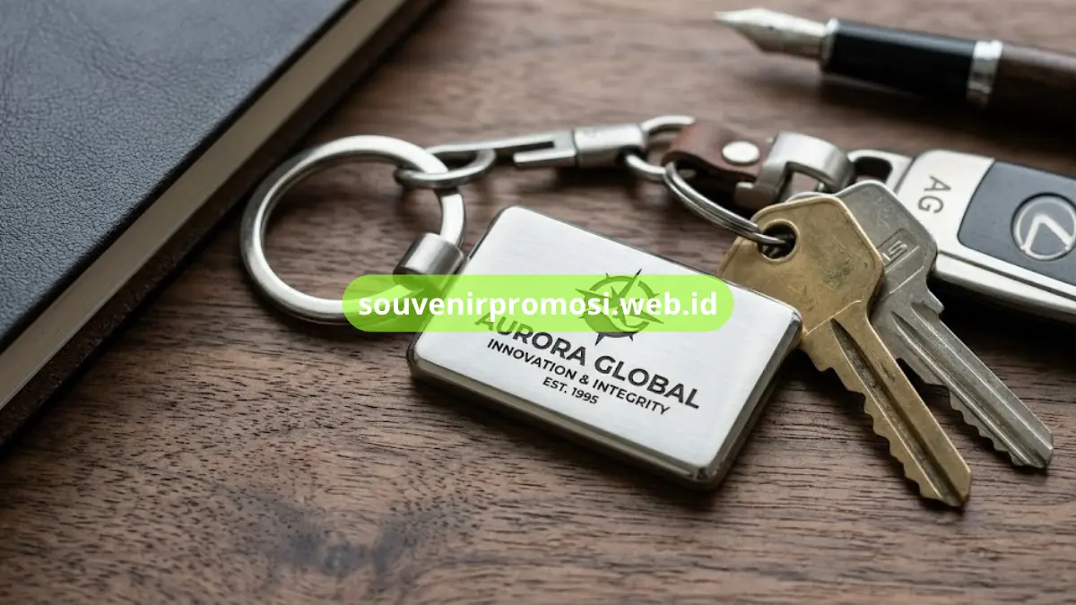 Gantungan Kunci Kulit Sintetis Embose Logo untuk Hadiah Klien Korporat