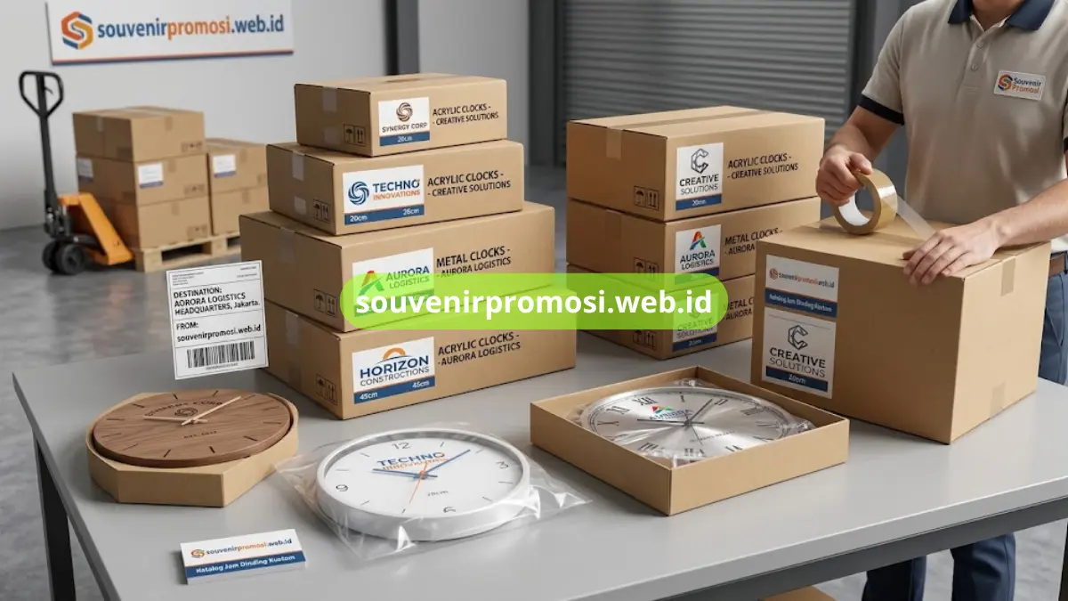 Pengemasan Jam Dinding Custom Souvenir Promosi Perusahaan