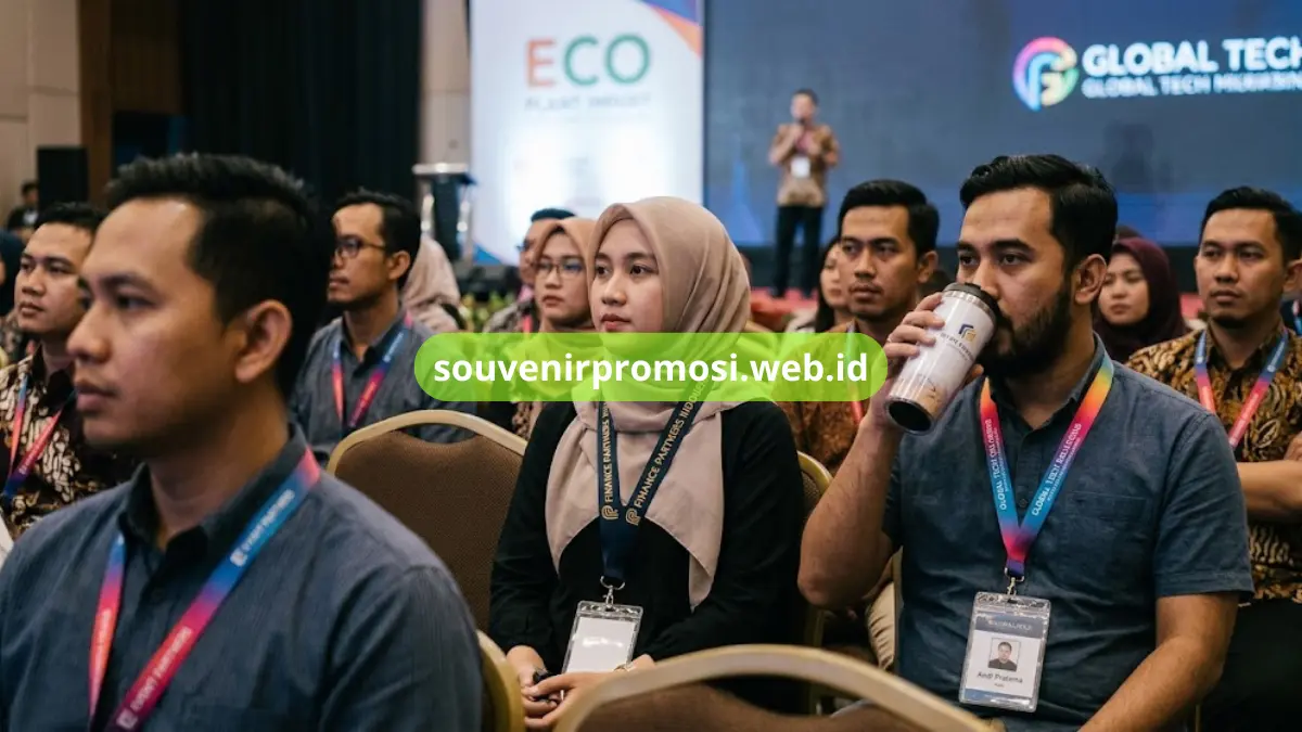 Peserta Seminar Memakai Lanyard Souvenir Promosi