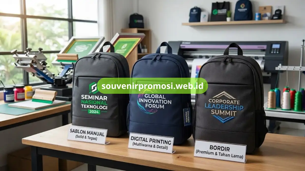 Custom Logo Tas Ransel Seminar untuk Souvenir Promosi