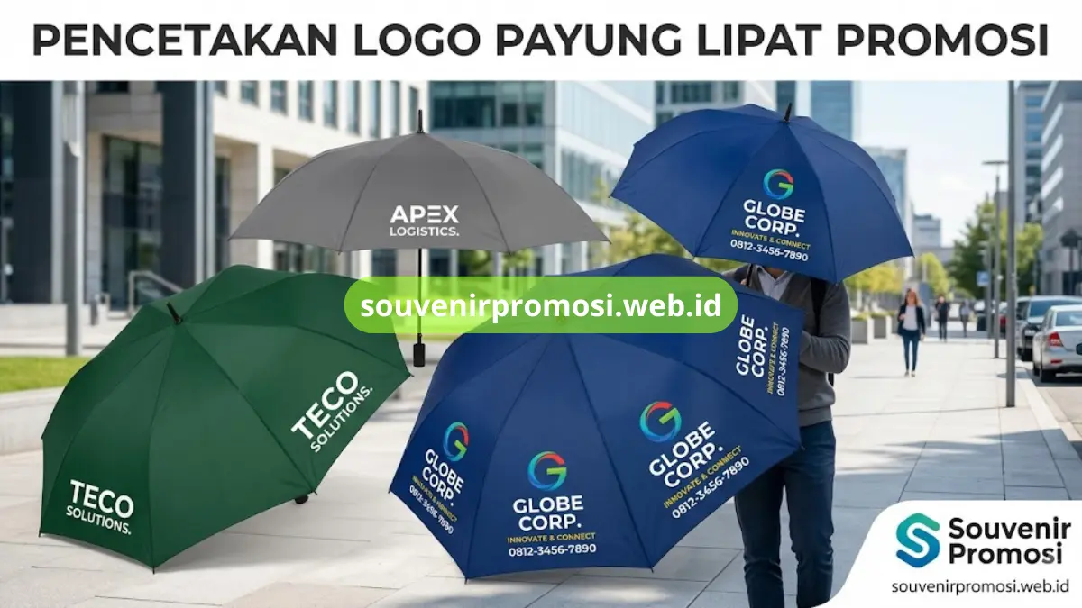 Cetak Logo Payung Lipat Promosi Perusahaan